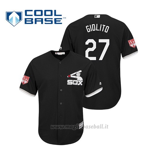 Maglia Baseball Uomo Chicago White Sox Lucas Giolito Cool Base Entrenamiento De Primavera 2019 Nero